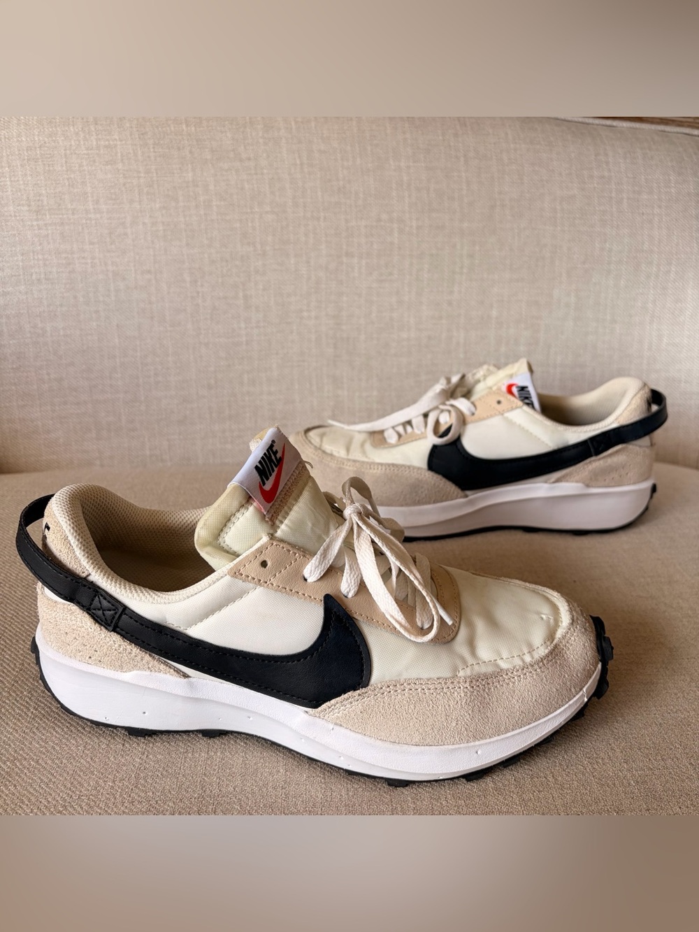 Nike Size 8.5 Waffle Debut Retro Tan Suede Athletic Running Gym Low Top Sneakers